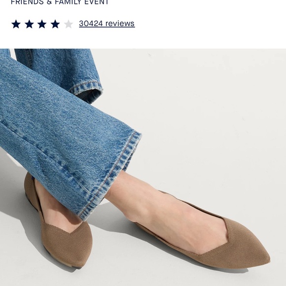 NEW Rothy's “The Point” Tan Pointed-Toe Flats with V-Cut Design - Picture 2 of 5